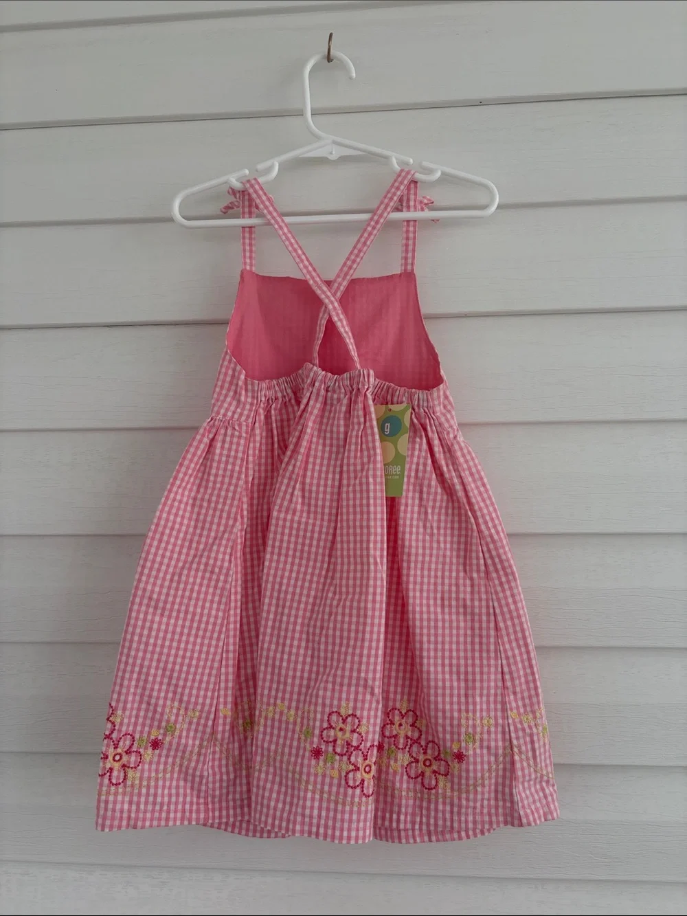 NWT Vintage Gymboree Pink Gingham Sundress Girls Size 3 Y2K Embroidered Floral